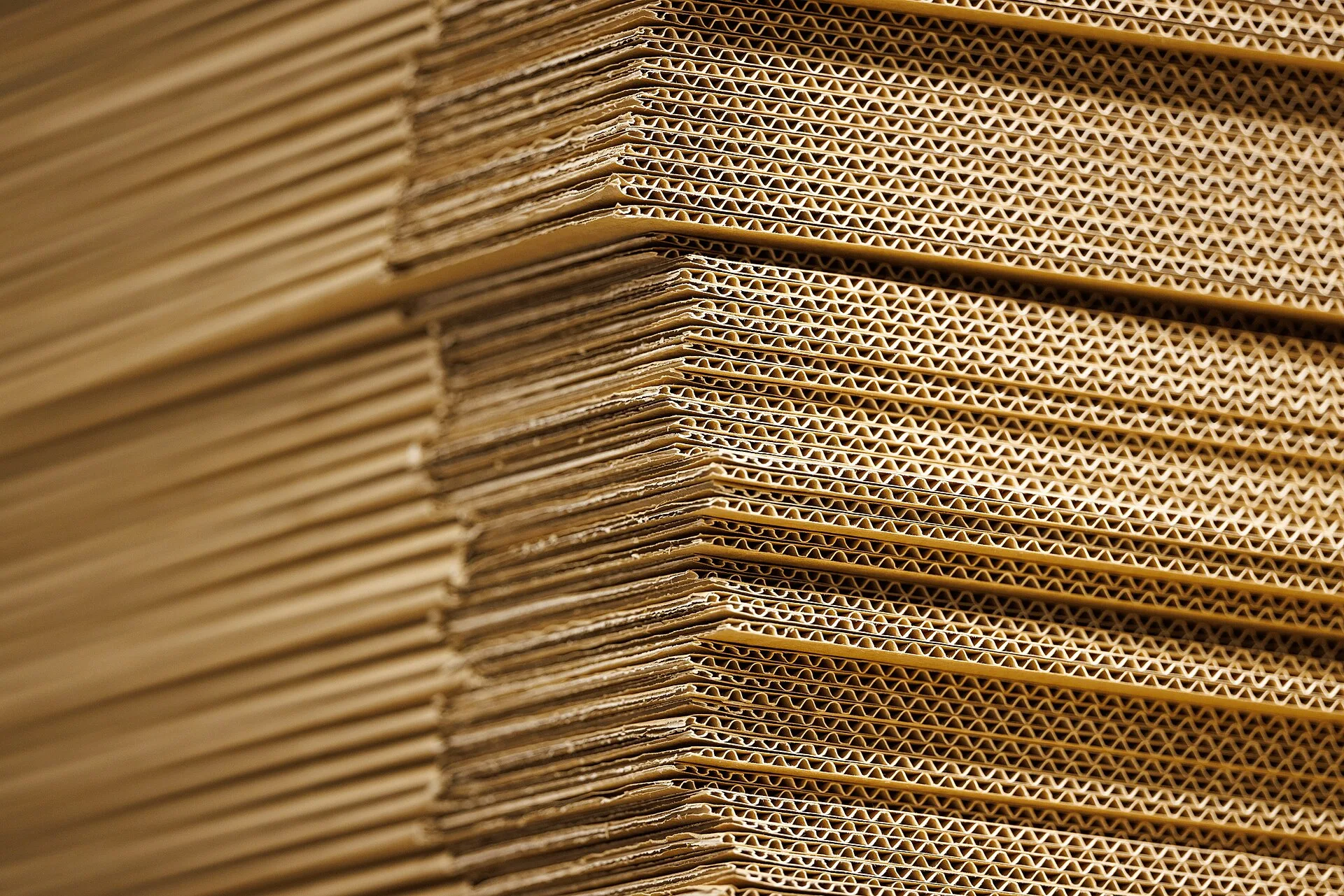 View of a stack of cardboard.